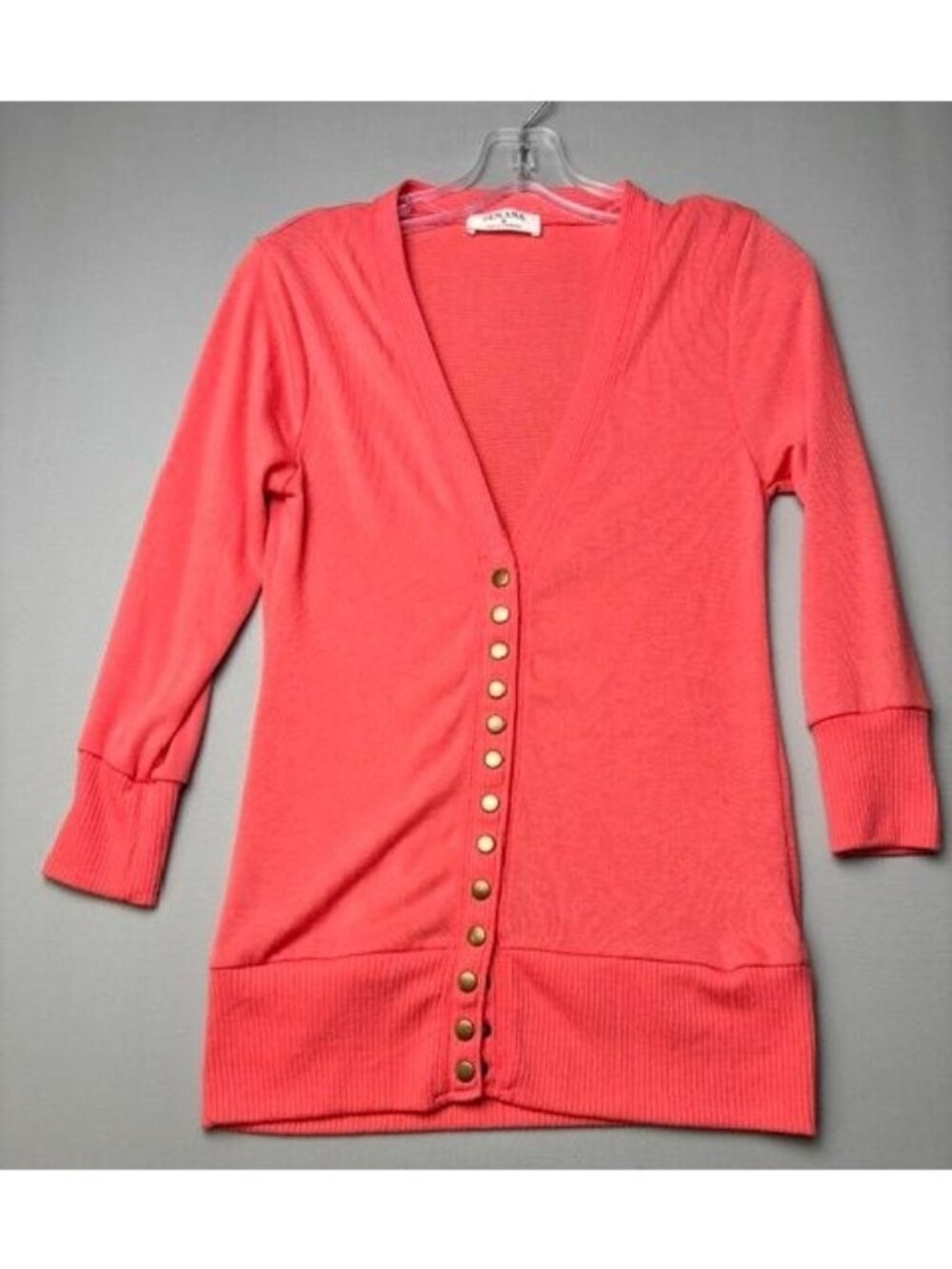 Zenana Women's Small Coral Snap Front Cardigan 3/4 Sleeve Stretch Knit